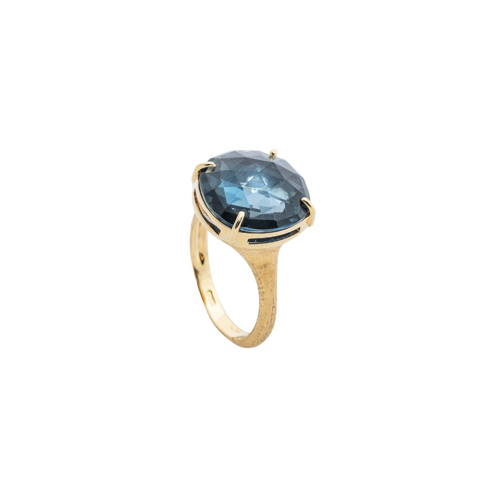 Marco Bicego Jaipur Collection 18k Yellow London Blue Topaz Cocktail Ring